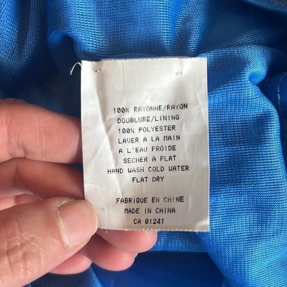 En Creme Blue Embroidered Off The Shoulder Mini Dress Size L - Picture 11 of 15